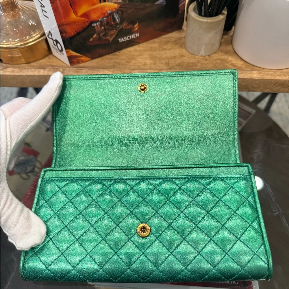 Gucci Green Long Wallet with Horsebit GG
